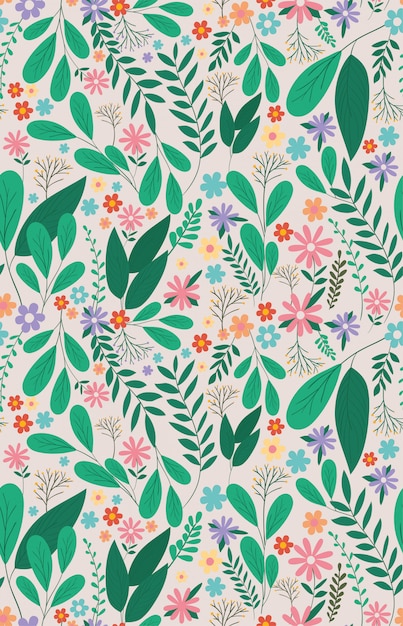 Diseño de vector de patrones sin fisuras de hojas y flores