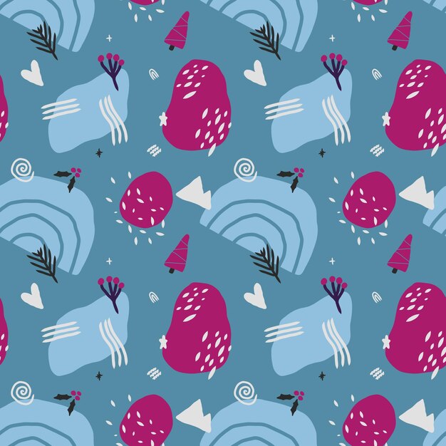 diseño de vector de patrones sin fisuras de invierno abstracto dibujado a mano