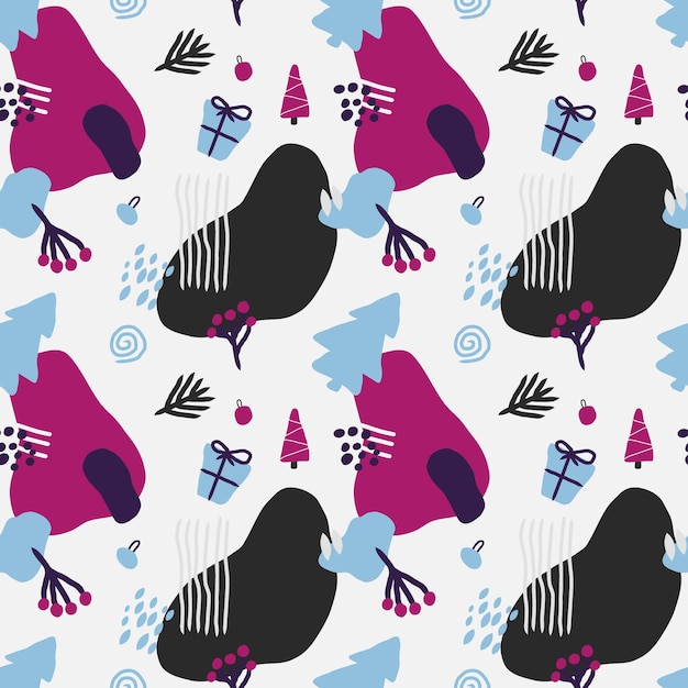 diseño de vector de patrones sin fisuras de invierno abstracto dibujado a mano