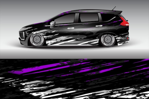 Diseño de vector de pegatina de coche Diseño de kit de fondo de carreras de línea abstracta gráfica para coche de carreras de vehículos