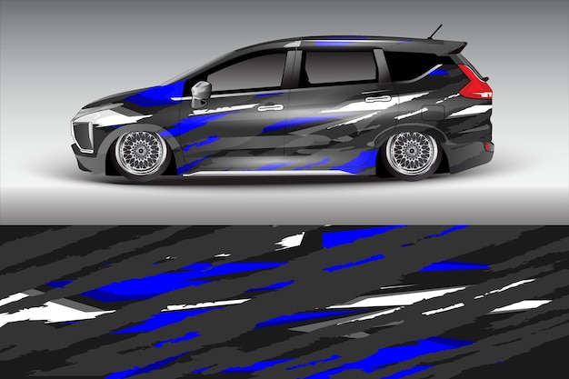 Diseño de vector de pegatina de coche Diseño de kit de fondo de carreras de línea abstracta gráfica para coche de carreras de vehículos