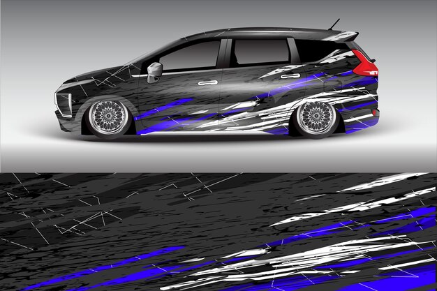 Diseño de vector de pegatina de coche Diseño de kit de fondo de carreras de línea abstracta gráfica para coche de carreras de vehículos