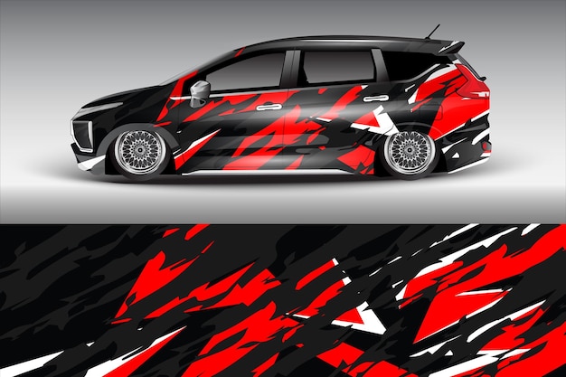 Diseño de vector de pegatina de coche Diseño de kit de fondo de carreras de línea abstracta gráfica para coche de carreras de vehículos