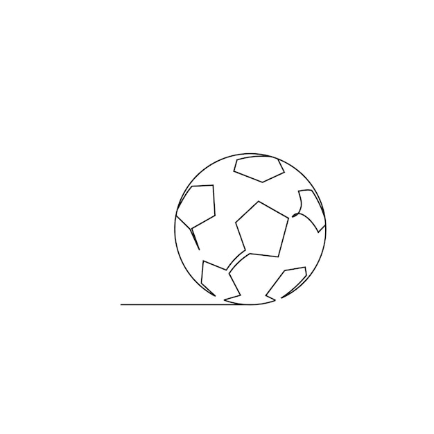 Diseño de vector de pelota de fútbol de ilustración de línea continua