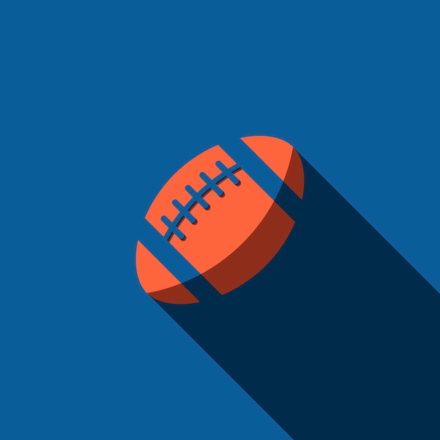 diseño de vector de pelota de rugby con sombra sobre fondo azul