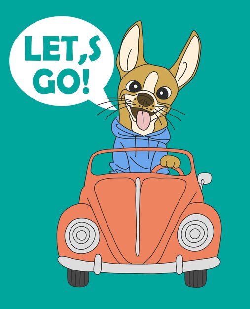 Diseño de vector de perro lindo dibujado a mano para impresión de camiseta