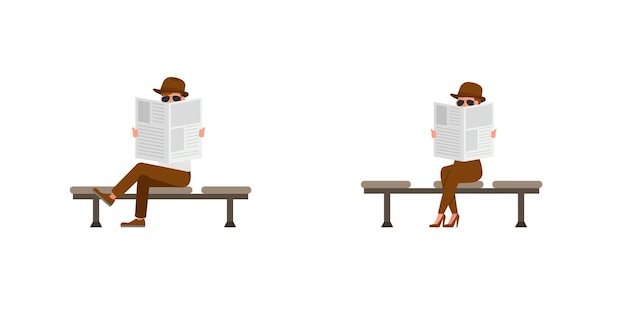 Diseño de vector de personaje de agente secreto espía. Presentación en varias acciones. no12
