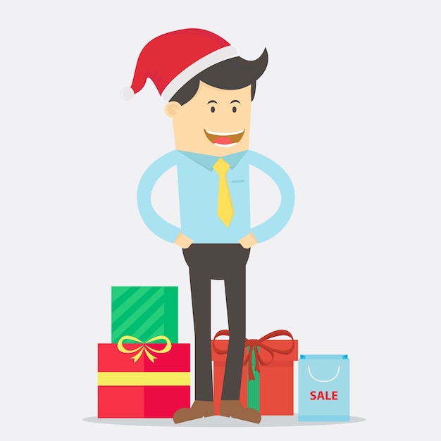 Diseño de vector de personaje de dibujos animados de navidad empresario