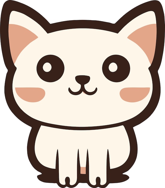 Diseño de vector de personaje de gato divertido y gatito adorable adecuado para dibujos animados de pegatinas y diseño de impresión