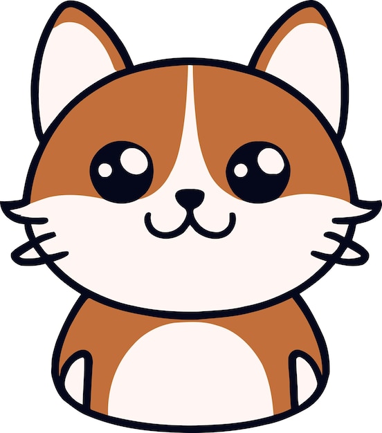 Diseño de vector de personaje de gato divertido y gatito adorable adecuado para dibujos animados de pegatinas y diseño de impresión