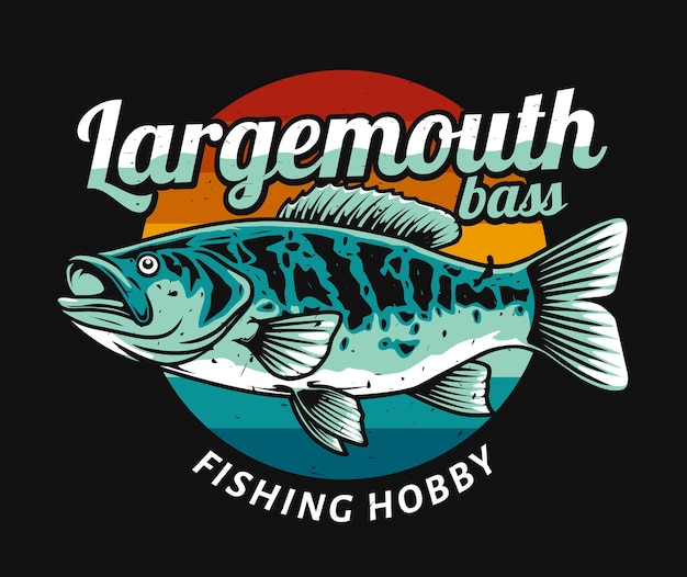 Diseño del vector de la pesca del bar de boca grande