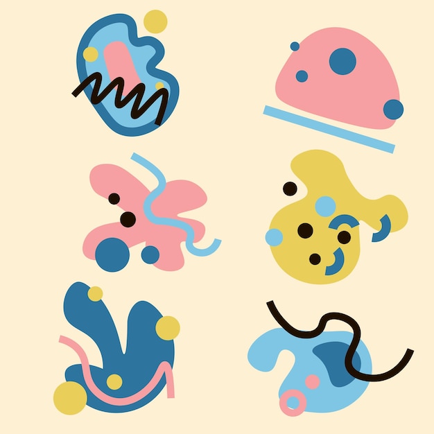 diseño de vector plano conjunto de pegatinas de forma abstracta