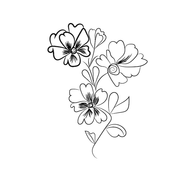 diseño de vector plano contorno de flor simple