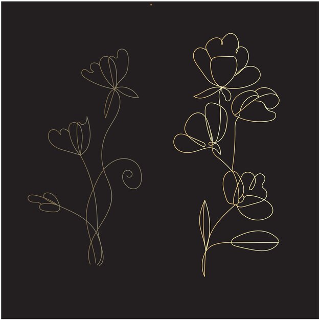 diseño de vector plano contorno de flor simple