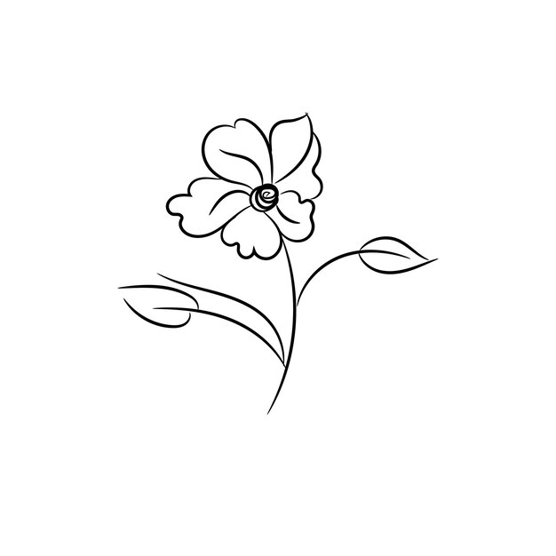 diseño de vector plano contorno de flor simple