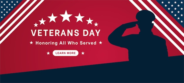 Diseño de vector plano del día de los veteranos en honor a todos los que sirvieron el 11 de noviembre