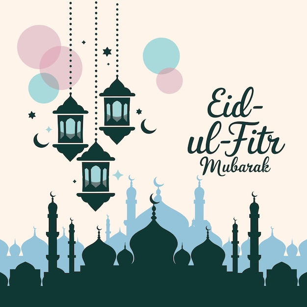 Diseño de vector plano de Eid al-Fitr