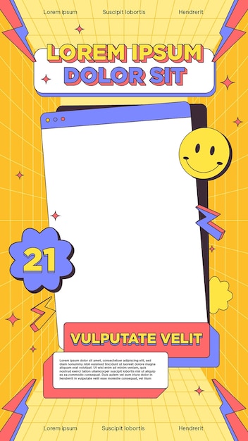 Diseño de vector plano gratis y2k historias de instagram de estilo retro