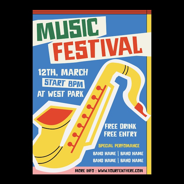 Diseño de vector de plantilla de cartel de festival de música