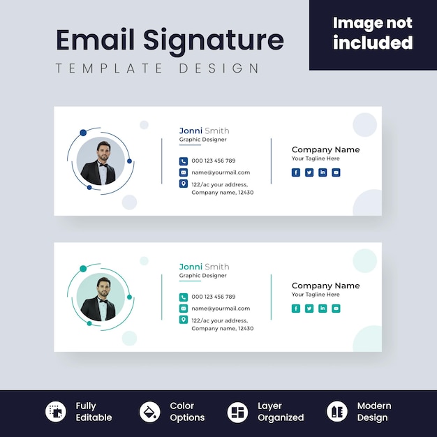 Diseño de vector de plantilla de firma de correo electrónico corporativo colorido diseño moderno y minimalista