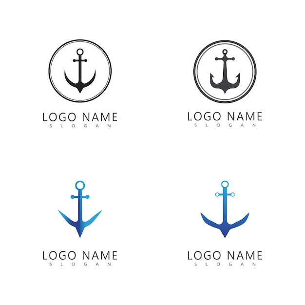 Diseño de vector de plantilla de ilustración de logotipo de ancla