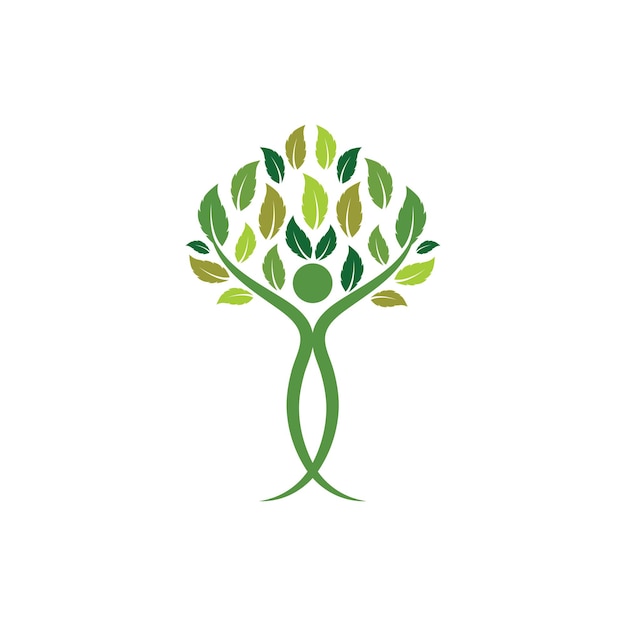 Diseño de vector de plantilla de logotipo de icono de árbol de personas