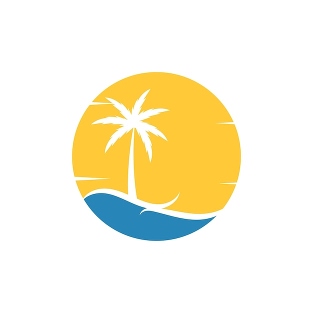 Diseño de vector de plantilla de logotipo de ilustración de verano de palmera