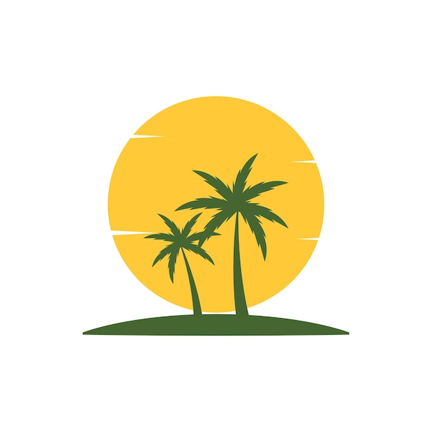 Diseño de vector de plantilla de logotipo de ilustración de verano de palmera