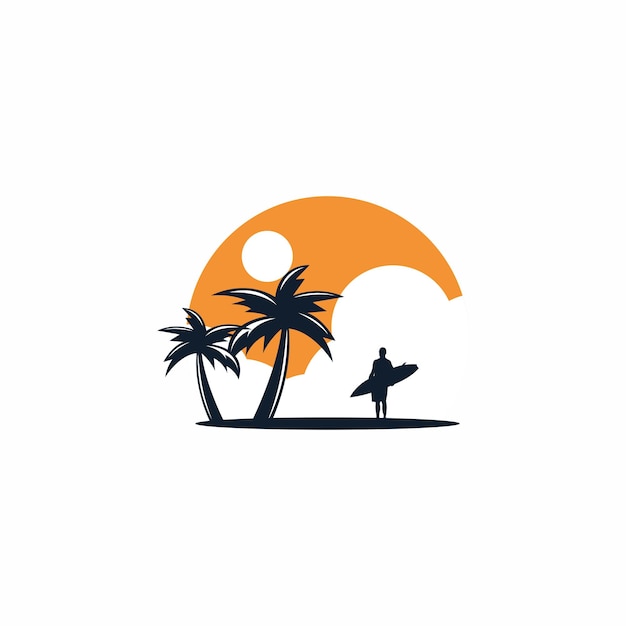 Diseño de vector de plantilla de logotipo de ilustración de verano de palmera