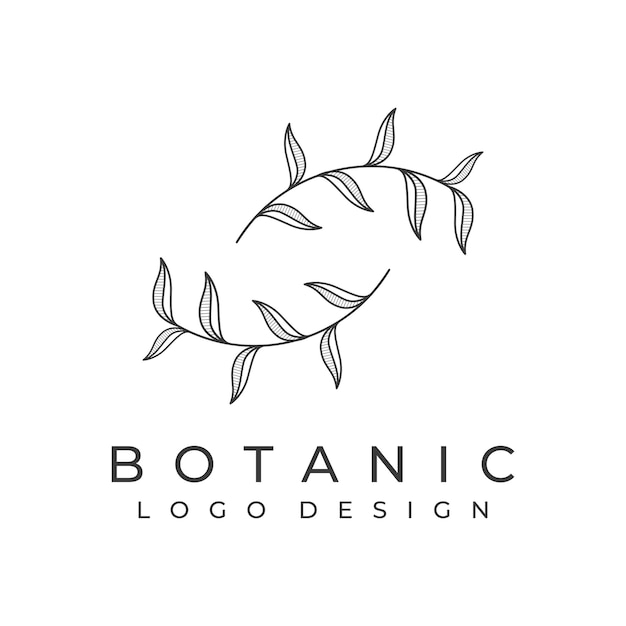 Vector diseño de vector de plantilla orgánica de logotipo botánico natural con tallos de flores de hojas con contorno minimalista elegante adecuado para insignia de belleza boda y negocios