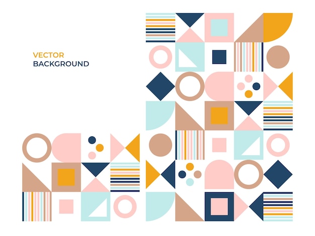 Diseño de vector de plantilla de portada moderna con fondo abstracto con texturas geométricas de onda de punto de línea cuadrada de medio círculo, estilo memphis