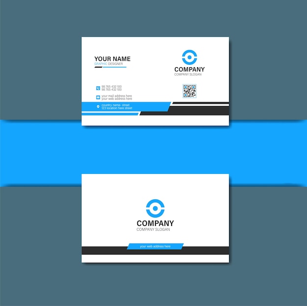 Diseño de vector de plantilla de tarjeta de visita azul moderno abstracto