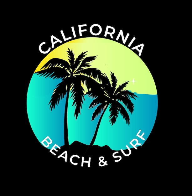 Diseño de vector de playa de California para camiseta