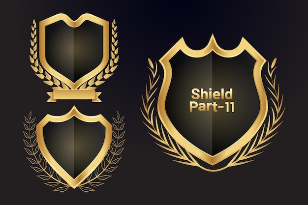 Diseño de vector retro escudo dorado