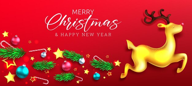 Diseño de vector de saludo de celebración de Navidad. Texto de feliz navidad en un elegante fondo rojo.