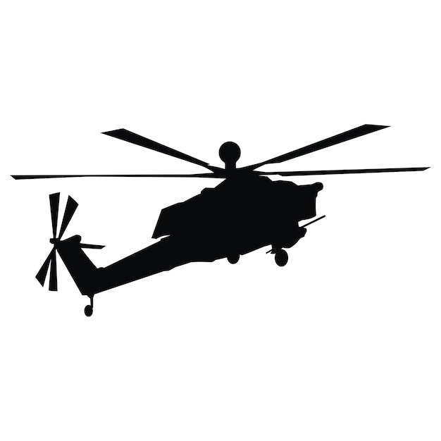 Diseño de vector de silueta de helicóptero militar ruso