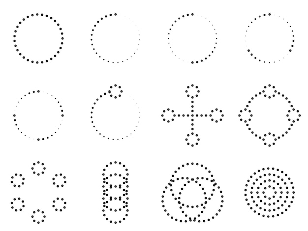 diseño vector de símbolos de círculo punteado minimalista para elementos de diseño y decoración