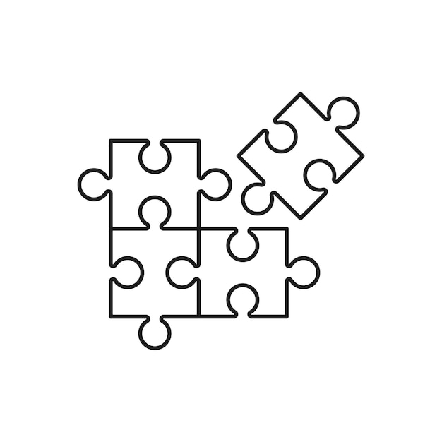 Diseño de vector simple de icono de puzle, icono lineal. Línea con trazo editable