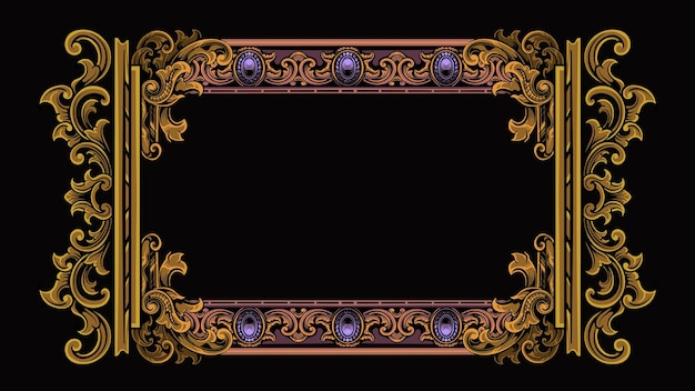 diseño de vector de tarjeta de felicitación de lujo con adorno grabado de estilo clásico para elementos de color editable