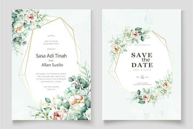 Diseño de vector de tarjeta de invitación de boda