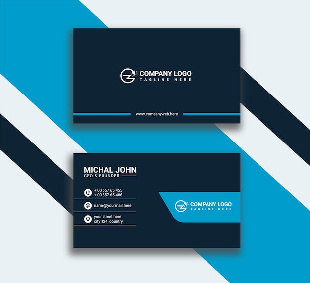 Diseño de vector de tarjeta de visita ondulada azul moderno Vector Premium