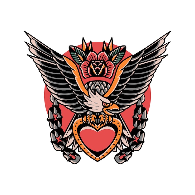 diseño de vector de tatuaje de águila de amor