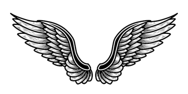 Diseño de vector de tatuaje de alas de ángel