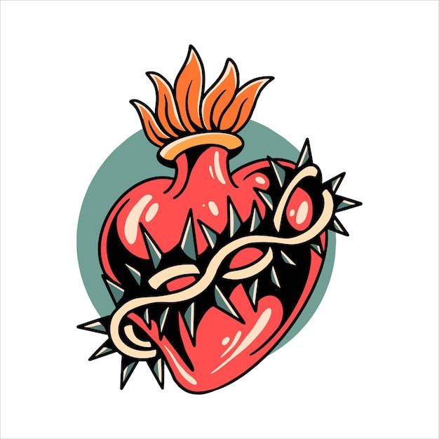 diseño de vector de tatuaje de corazón de diablo