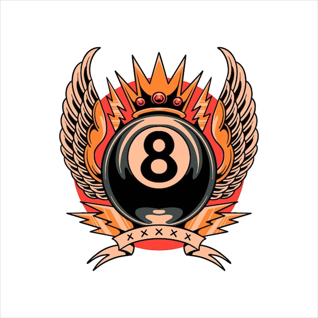 diseño de vector de tatuaje de rey de billar