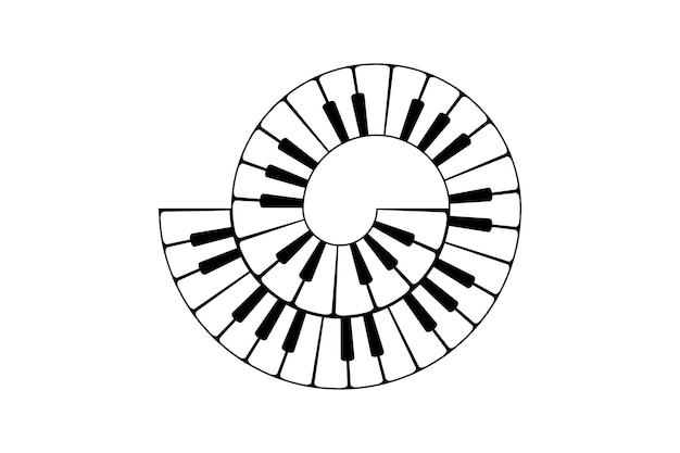 Diseño de vector de teclado de piano en espiral
