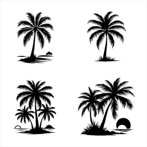 Vector diseño del vector tropical del árbol de coco1