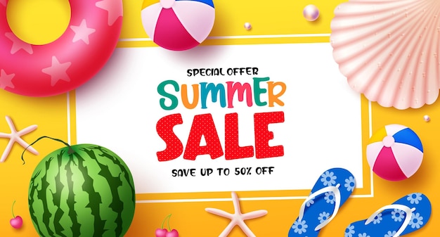 Vector diseño de vector de venta de verano venta de verano guardar texto oferta promocional especial para vacaciones