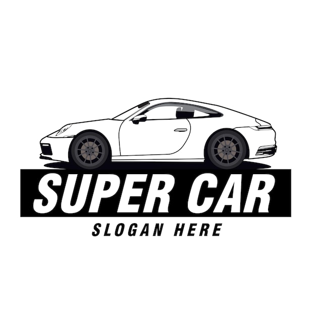 Diseño de vector de vista lateral de logotipo de super coche