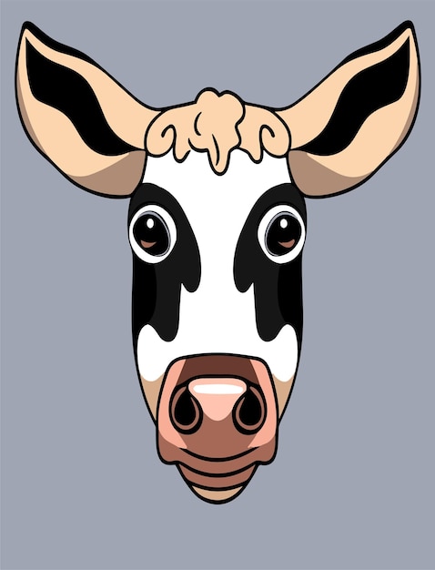 Vector diseño de vectores 2d de cara de vaca de dibujos animados